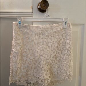 White Lace Floral Shorts